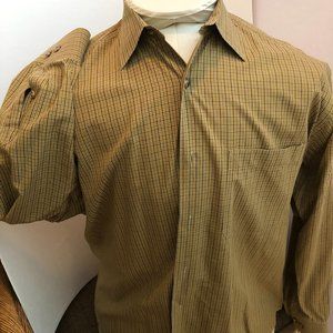 Hart Schaffner Marx   Italian made   Size   Large  Gold/ BR/ Blue plaid